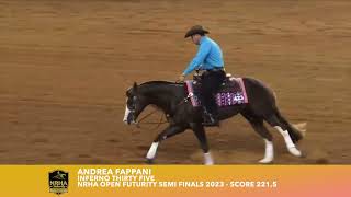 Andrea Fappani Inferno Thirty Five NRHA Open Futurity Semi Finals 2023  Score 2215 [upl. by Camala]