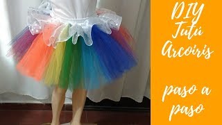 DIY COMO HACER TUTU multicolor de Unicornio 🦄 Falda de tul con pretina y elástico fácil para niña [upl. by Aneladgam]