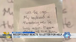 Vet employee describes moments after woman hands over note ‘My boyfriend is threatening me’ [upl. by Kirt]