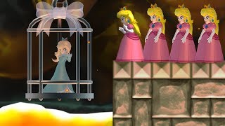 New Super Mario Bros Wii  Multiple Peachs wants to rescue Rosalina [upl. by Annai]