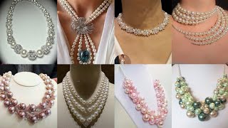 Pearl and Crystal Cluster Necklace Sparkling Necklace Design to add a touch of Glamour [upl. by Tihw]