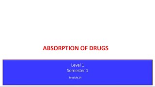 Lecture1  Absorption of drugs By Dr Elsayed Abdelhadi 2023  2024 [upl. by Hteb]