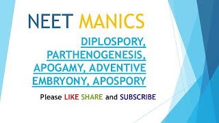 DIPLOSPORYPARTHENOGENESISAPOGAMYADVENTIVE EMBRYONYAPOSPORY [upl. by Niar]