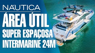 Teste Intermarine 24M detalhes do lounge de proa beach club na popa e o super flybridge  NÁUTICA [upl. by Hgielyak]