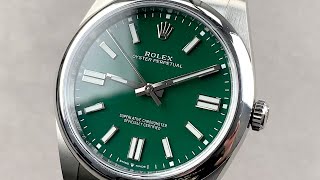 2021 Rolex Oyster Perpetual 41mm GREEN Dial 124300 Rolex Watch Review [upl. by Allemaj107]