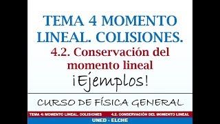 Curso de Física Tema 4 Momento lineal Colisiones 42 Conservación del momento lineal Ejemplos [upl. by Rabin400]