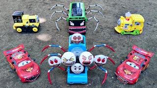 Magic Upgrade SPIDER GHOST TRAIN Kereta Api Thomas and Friends Lightning McQueen Bus Eater [upl. by Ardra]