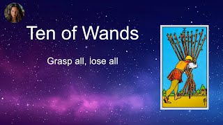 Online Tarot Course  Ten of Wands Card in Tarot  Foundations of Card Reading [upl. by Melliw586]