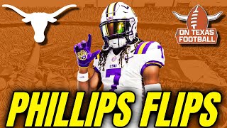 BREAKING 2025 DB Kade Phillips FLIPS to LSU  Recruiting Updates  Texas Longhorns Football [upl. by Neeloc]