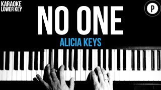 Alicia Keys  No One Karaoke SLOWER Acoustic Piano Instrumental Cover Lyrics LOWER KEY [upl. by Lunt126]