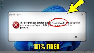 MSVCR100dll is Missing amp was not Found in Windows 11  10 8  7  How To Fix msvcr100DLL Error ✅ [upl. by Dolorita]