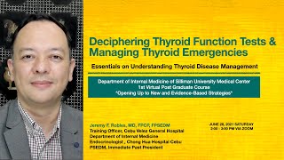 2021 Silliman University Medical Center  Deciphering Thyroid Function Tests and Thyroid Emergencies [upl. by Nennahs]