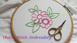 Chain stitch embroidery  Hand embroidery [upl. by Ylloj]