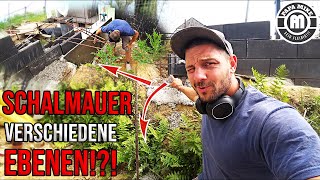 Richtig Schalsteinmauer Gartenmauer auf verschiedenen Ebenen herstellen [upl. by Cerys45]