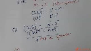 If A and B are symmetric matrices of same order then STATEMENT1 AB is skew  symmetric matri [upl. by Denzil]