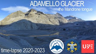 Timelapse evolution of the AdamelloMandrone glacier 20202023 [upl. by Hintze]