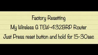 How to factory reset your wireless G trendnet router TEW432BRP Press the reset button [upl. by Yendroc181]