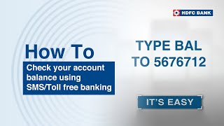 Check your account balance using SMSToll free banking  HDFC Bank [upl. by Khosrow]