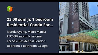 2300 sqm Jr 1 bedroom Residential Condo For Sale in Mandaluyong [upl. by Innos]