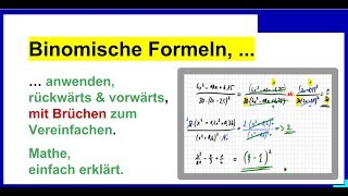 Binomische Formeln anwenden mit DezimalZahlen  Brüchen zum Vereinfachen BiFo04 [upl. by Ayom]