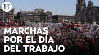 Día del trabajo Marchan por mejores salarios derechos laborales en México [upl. by Ximenez]