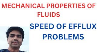 CLASS 11th CHAP 10  MECHANICAL PROPERTIES OF FLUIDS04  SPEED OF EFFLUX PROBLEMS [upl. by Silber713]