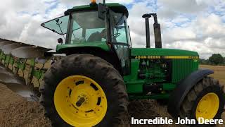 1989 John Deere 4455 76 Litre 6Cyl Diesel Tractor 157 HP with Dowdeswell Plough [upl. by Lindly]