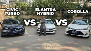 Is mein sey behtar kaun Civic vs Elantra vs Corolla [upl. by Shoshana]