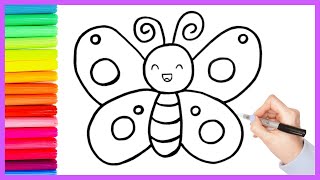 Butterfly Drawing Painting and Coloring Tutorial 🦋  How to Draw a Butterfly Easy [upl. by Cora]