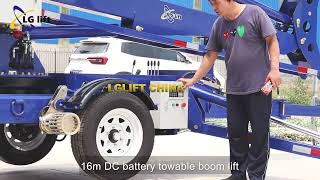 16m DC power Towable Boom Lift by LGLIFT China [upl. by Yssac]