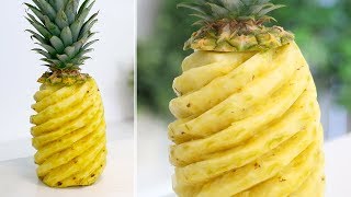 SO COOL How to Spiral Cut a Pineapple  How to Cut a Pineapple [upl. by Inga230]