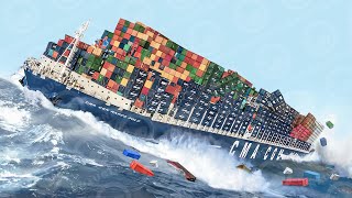 LIFE INSIDE Big Container Ships in Storms How Container Ships Not Sink when Hit By Monster Waves [upl. by Milburr793]