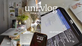 UNI VLOG 🖇️ a productive study vlog waking up at 5 am lots of notetaking study with me [upl. by Jarnagin]