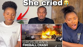 SHE CRIED WATCHING  GROSJEAN FIREBALL CRASH  DRIVE TO SURVIVE [upl. by Akinnor517]