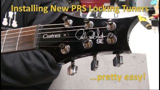 Installing PRS Locking Tuners and doing a setup on a Custom SE 24 electric guitar [upl. by Eicyac]