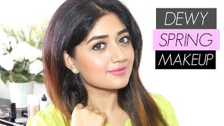 Dewy Fresh Makeup for Spring  Indian Makeup Tutorial  corallista [upl. by Ramona]