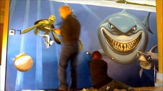 Painting a Finding Nemo mural [upl. by Ardrey]