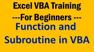 Excel VBA Tutorial 10Function and Subroutine in Excel VBA Programming [upl. by Eynenihc68]