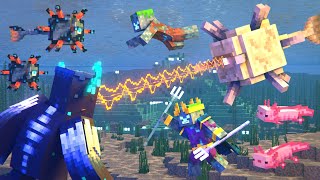 Warden vs Elder Guardian and Drowned Ocean Army Minecraft Animation Movie [upl. by Yereffej]