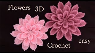 Como hacer flores en 3D paso a paso a Crochet tejido tallermanualperu [upl. by Nnayt155]