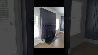 fireplace makeover and wall design beforeandafter accentwall interiordesign [upl. by Ailecnarf]