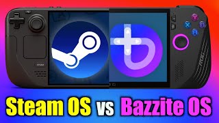 SteamOS vs Bazzite  Side by Side Comparison Steam Deck vs Rog Ally X [upl. by Babette]