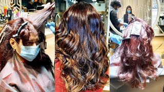 shorts Hair color experience first time  Global with streaks  Mocha brown hair color streaks [upl. by Otrepur]