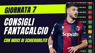 CONSIGLI FANTACALCIO 7 Giornata Serie A  Con Indici di Schierabilità [upl. by Lleze]