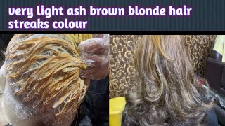 Very light ash brown blonde streaks on henna treated hairs [upl. by Zanze]