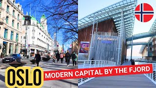 🇳🇴 NORWAY  OSLO  Karl Johan Street Opera Aker Brygge Bjorvika Royal Palace  Walking tour 4K [upl. by Eilrahc53]