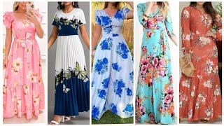 Diseños de vestidos maxi estampados largos muy atractivos y hermosos [upl. by Aliehc488]