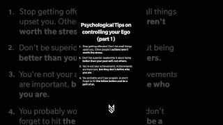 Psychological tips on controlling your ego part 1 shorts fyp [upl. by Edniya]