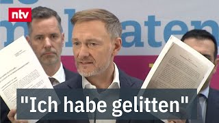 quotIch habe gelittenquot  Lindner rechnet mit Ampel ab  und reißt eigene Fehler an  ntv [upl. by Siward289]