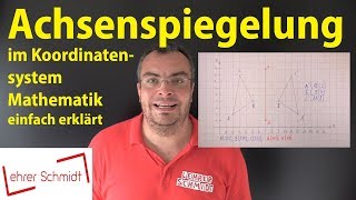 Achsenspiegelung im Koordinatensystem  Geometrie Mathematik  einfach erklärt  Lehrerschmidt [upl. by Euqirdor]